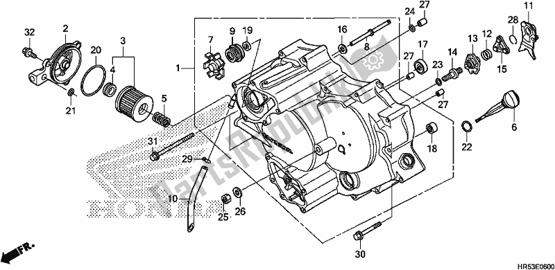 All parts for the Front Crankcase Cover of the Honda TRX 500 FM6 2019