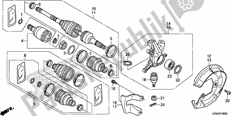 Wszystkie części do Front Knuckle/front Driveshaft Honda TRX 500 FM6 2019