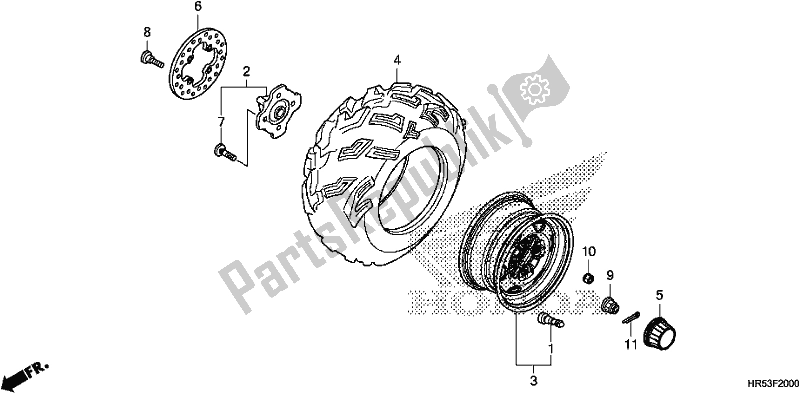 All parts for the Front Wheel of the Honda TRX 500 FM6 2019