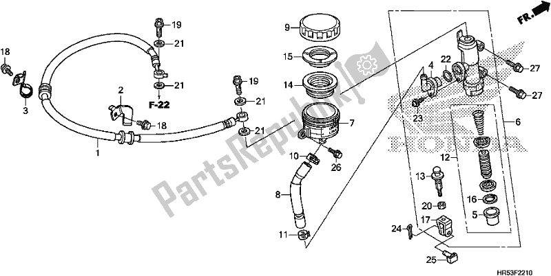 Tutte le parti per il Pompa Freno Posteriore del Honda TRX 500 FM6 2019