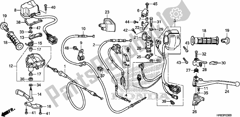 All parts for the Switch/cable of the Honda TRX 500 FM6 2019