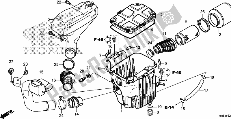 Todas as partes de Filtro De Ar do Honda TRX 520 FA6 2020