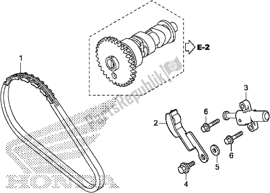 All parts for the Cam Chain/tensioner of the Honda TRX 520 FA6 2020