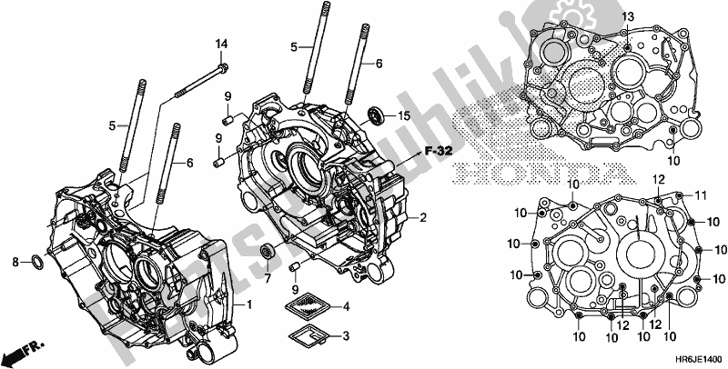 All parts for the Crankcase of the Honda TRX 520 FA6 2020
