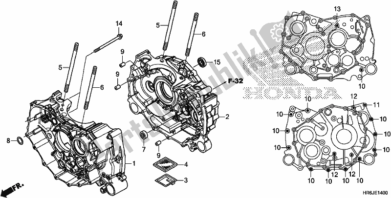 All parts for the Crankcase of the Honda TRX 520 FA6 2020