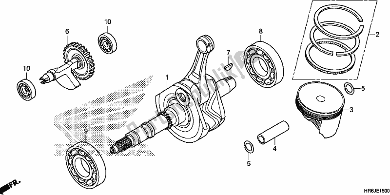 All parts for the Crankshaft/piston of the Honda TRX 520 FA6 2020