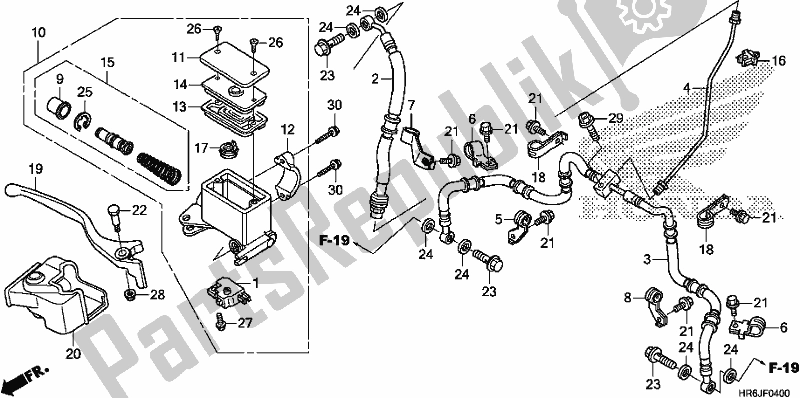 Todas as partes de Cilindro Mestre Do Freio Dianteiro do Honda TRX 520 FA6 2020