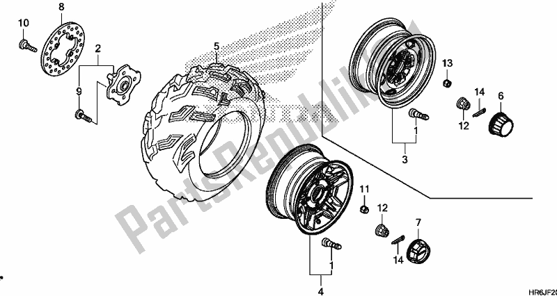 All parts for the Front Wheel of the Honda TRX 520 FA6 2020