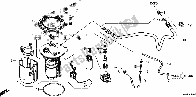 All parts for the Fuel Pump of the Honda TRX 520 FA6 2020