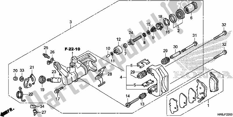 All parts for the Rear Brake Caliper of the Honda TRX 520 FA6 2020