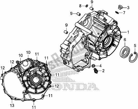 All parts for the Rear Crankcase Cover of the Honda TRX 520 FA6 2020