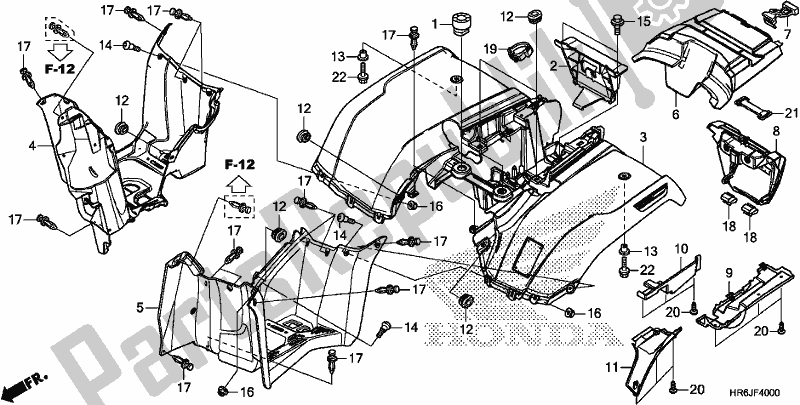 All parts for the Rear Fender of the Honda TRX 520 FA6 2020