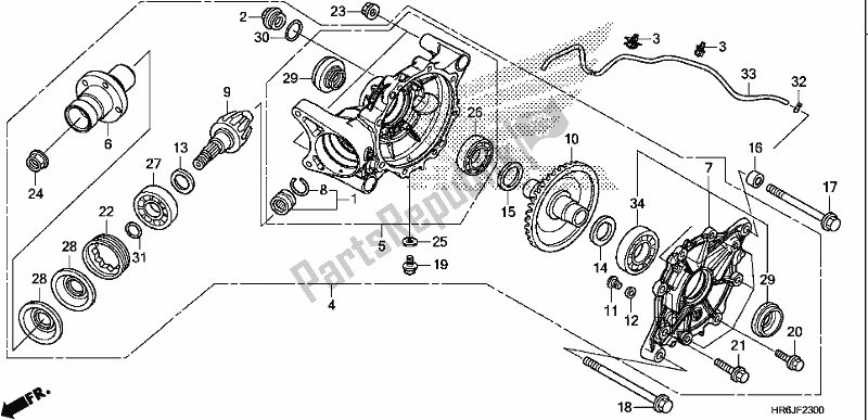 All parts for the Rear Final Gear of the Honda TRX 520 FA6 2020