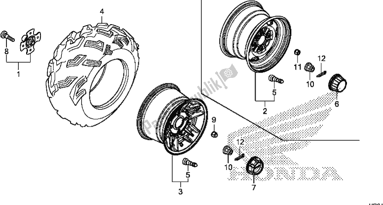 Todas las partes para Rueda Trasera de Honda TRX 520 FA6 2020