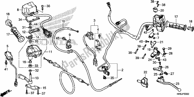 Alle onderdelen voor de Schakelaar / Kabel van de Honda TRX 520 FA6 2020