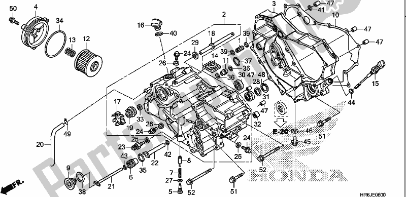 Tutte le parti per il Coperchio Del Carter Anteriore del Honda TRX 520 FA7 2020