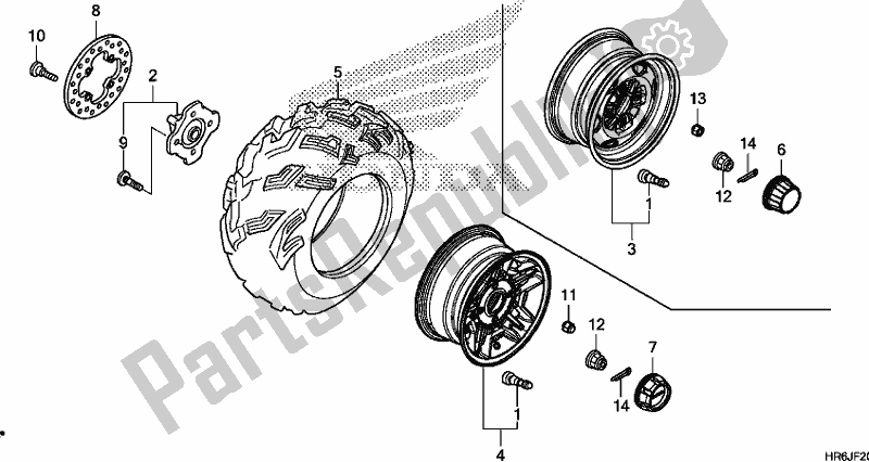 Tutte le parti per il Ruota Anteriore del Honda TRX 520 FA7 2020