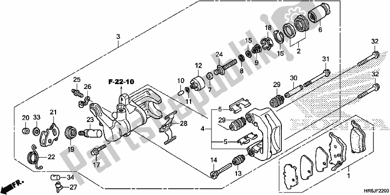Tutte le parti per il Pinza Freno Posteriore del Honda TRX 520 FA7 2020