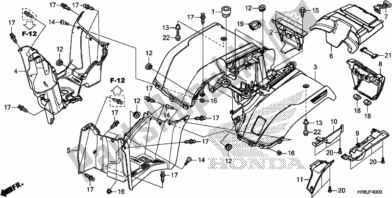 Tutte le parti per il Parafango Posteriore del Honda TRX 520 FA7 2020