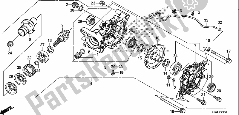 Alle onderdelen voor de Achterste Versnelling van de Honda TRX 520 FA7 2020