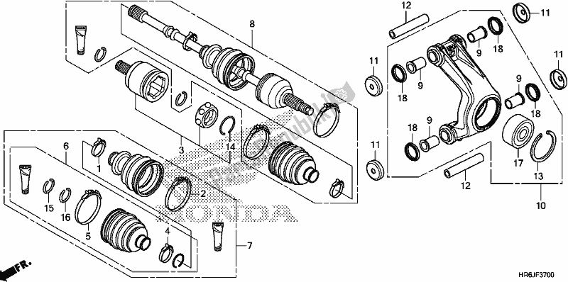 Todas las partes para Rear Knuckle/rear Driveshaft de Honda TRX 520 FA7 2020