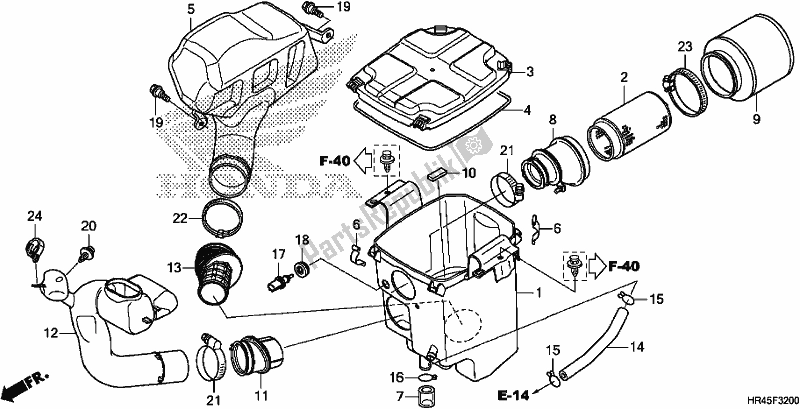 Alle onderdelen voor de Luchtfilter van de Honda TRX 520 FE1 2020