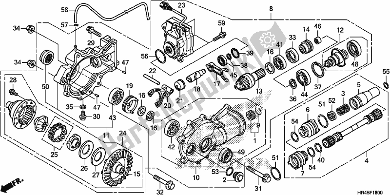 Todas as partes de Engrenagem Final Dianteira do Honda TRX 520 FE1 2020