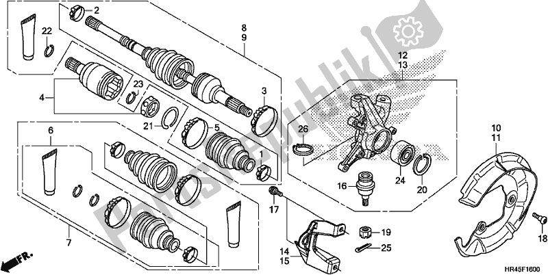 Wszystkie części do Front Knuckle/front Drive Shaft Honda TRX 520 FE1 2020