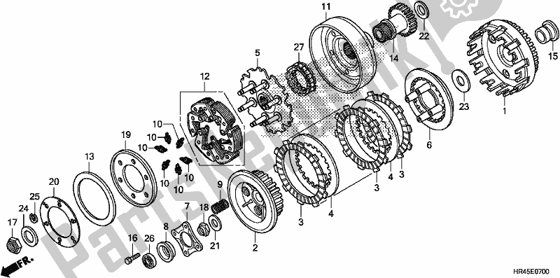 All parts for the Clutch of the Honda TRX 520 FE2 2020