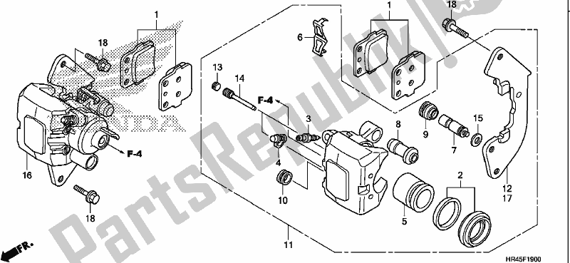 All parts for the Front Brake Caliper of the Honda TRX 520 FE2 2020