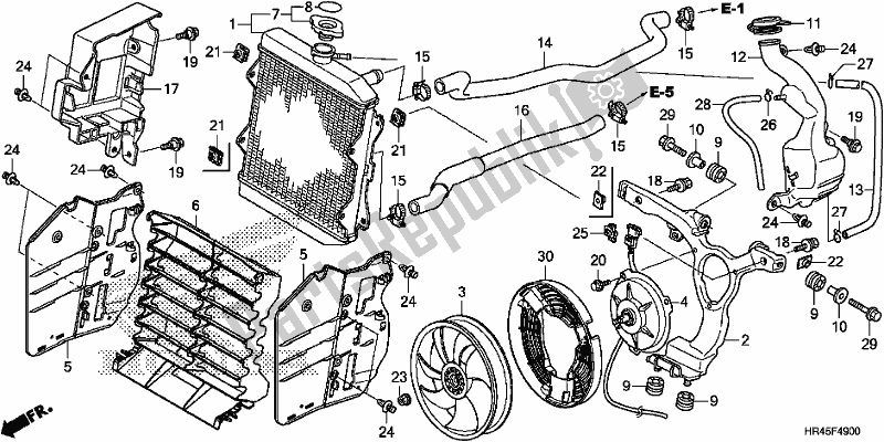 All parts for the Radiator of the Honda TRX 520 FE2 2020