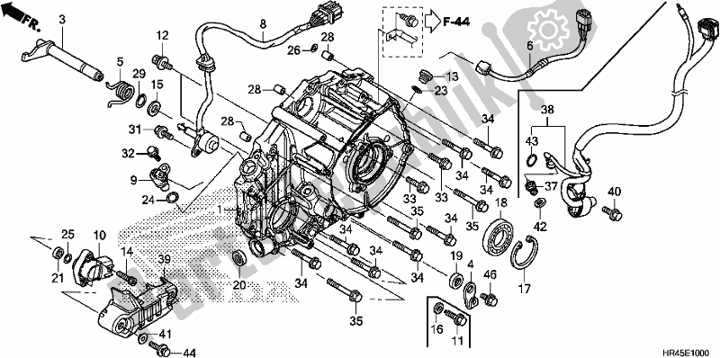 All parts for the Rear Crankcase Cover of the Honda TRX 520 FE2 2020