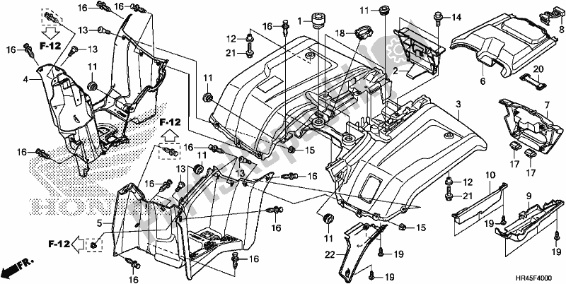 Alle onderdelen voor de Achterspatbord van de Honda TRX 520 FE2 2020