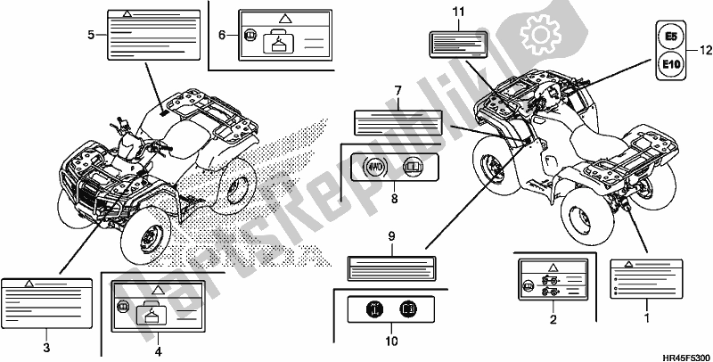 All parts for the Caution Label of the Honda TRX 520 FM1 2019