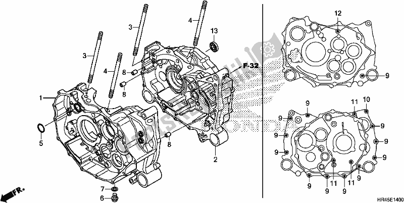 All parts for the Crankcase of the Honda TRX 520 FM1 2019