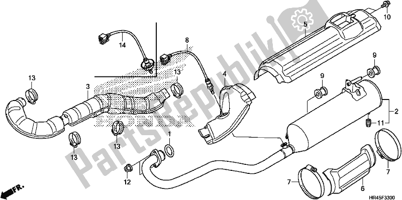 All parts for the Exhaust Muffler of the Honda TRX 520 FM1 2019