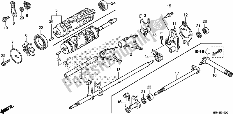 All parts for the Gearshift Fork of the Honda TRX 520 FM1 2019