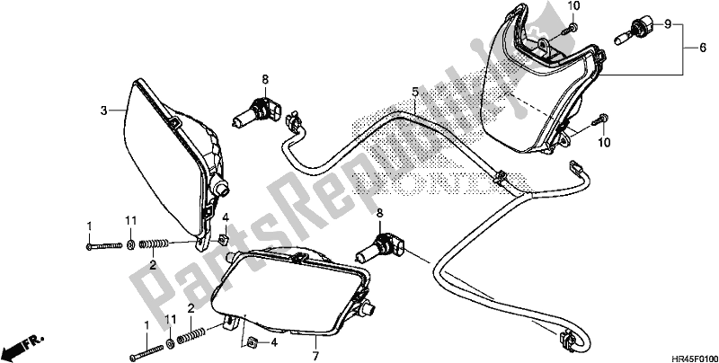 All parts for the Headlight of the Honda TRX 520 FM1 2019