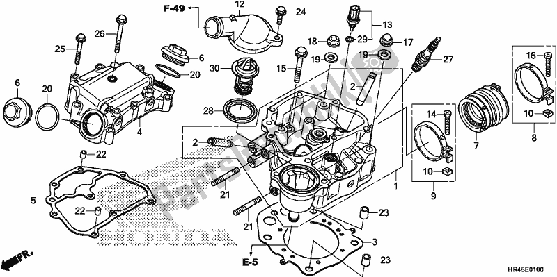 Alle onderdelen voor de Cilinderkop van de Honda TRX 520 FM2 2020