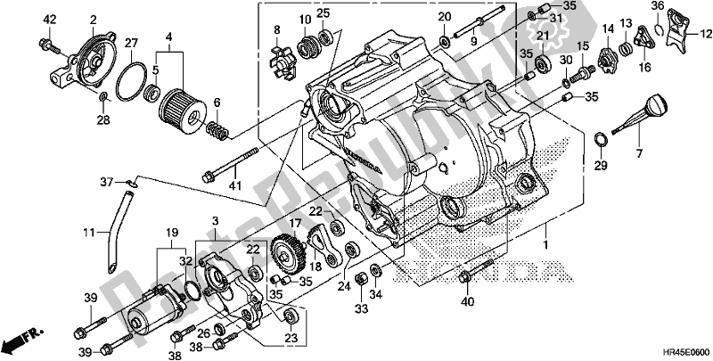 All parts for the Front Crankcase Cover of the Honda TRX 520 FM2 2020