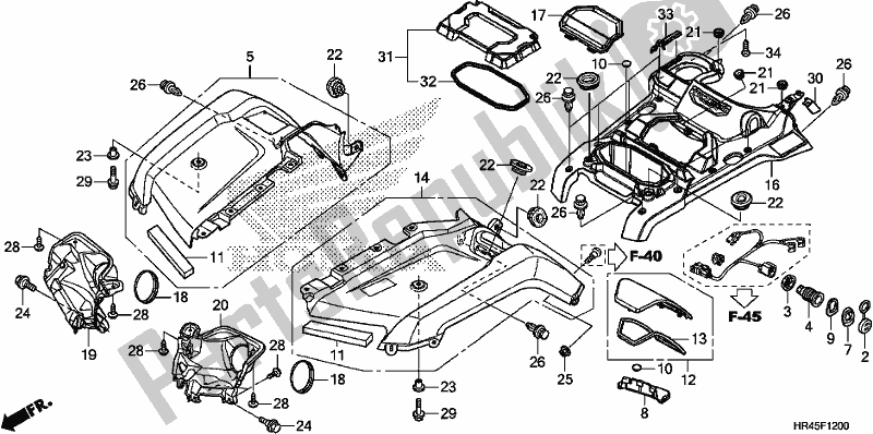 All parts for the Front Fender of the Honda TRX 520 FM2 2020