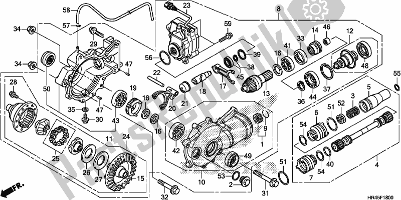 Alle onderdelen voor de Voorste Eindversnelling van de Honda TRX 520 FM2 2020