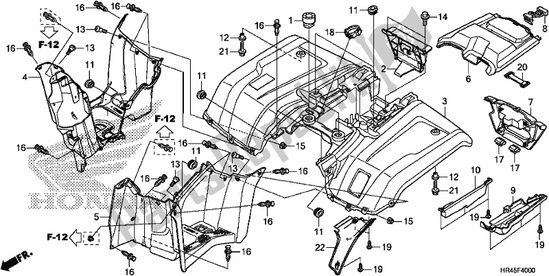 Alle onderdelen voor de Achterspatbord van de Honda TRX 520 FM2 2020