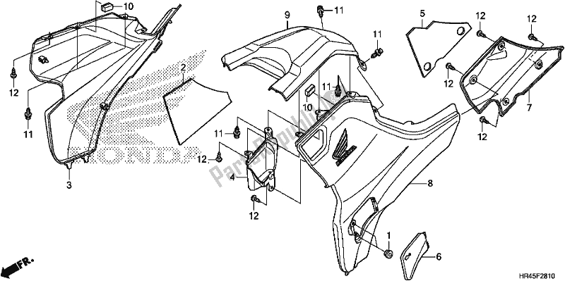 Todas as partes de Side Cover/tank Cover do Honda TRX 520 FM2 2020