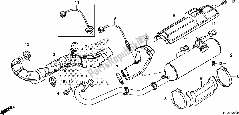 All parts for the Exhaust Muffler of the Honda TRX 520 FM6 2020
