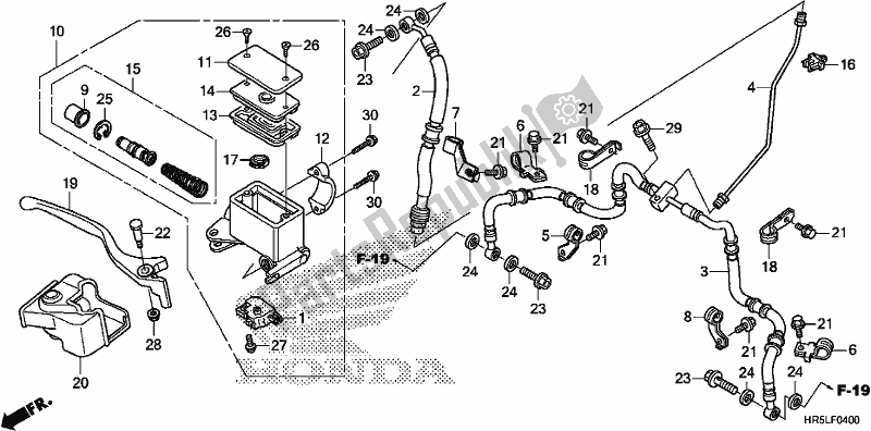 Alle onderdelen voor de Voorremhoofdcilinder van de Honda TRX 520 FM6 2020