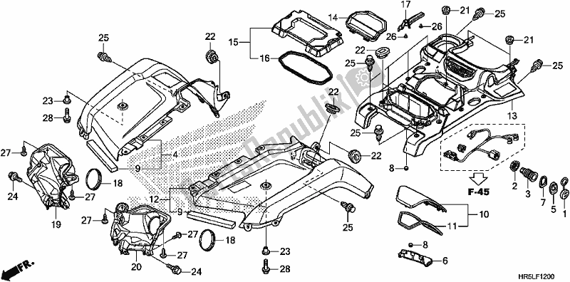 Tutte le parti per il Parafango Anteriore del Honda TRX 520 FM6 2020