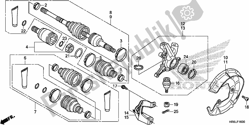 Tutte le parti per il Front Knuckle/front Driveshaft del Honda TRX 520 FM6 2020