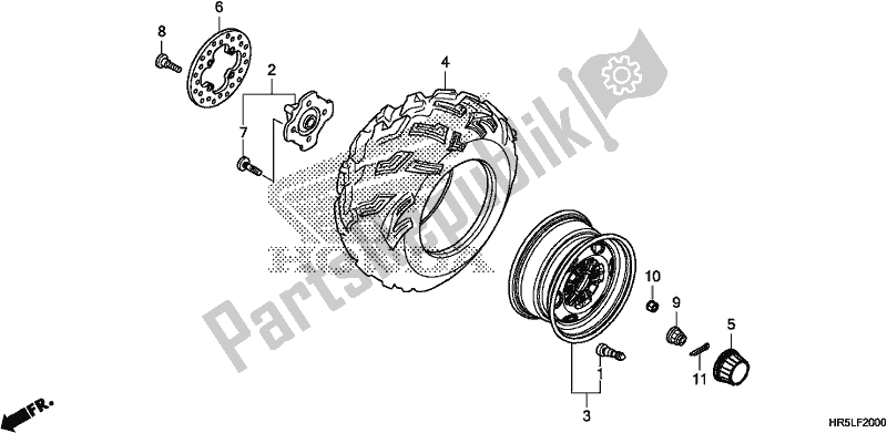 All parts for the Front Wheel of the Honda TRX 520 FM6 2020