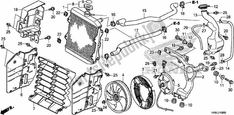 Alle onderdelen voor de Radiator van de Honda TRX 520 FM6 2020